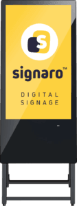 Digitales Schild mit Signaro-Logo