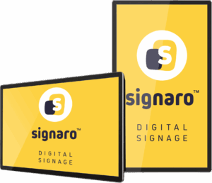 Digitale Beschilderung mit Signaro-Logo