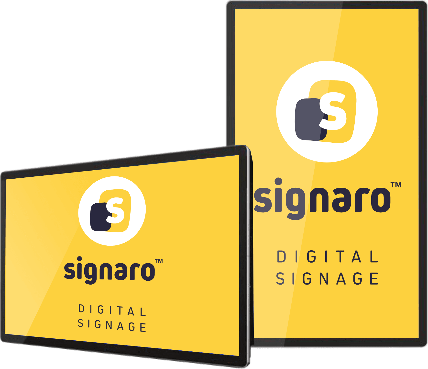 Digitale Beschilderung mit Signaro-Logo