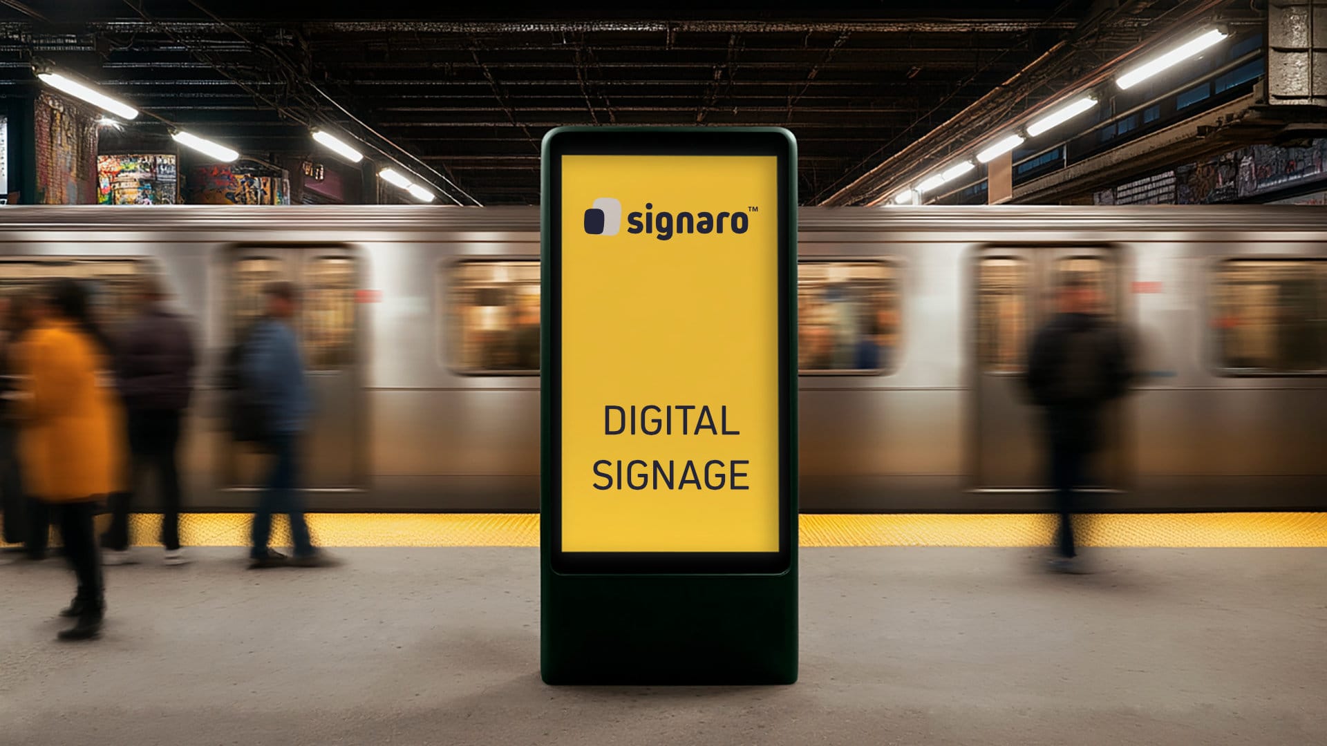 Digitale Beschilderung in U-Bahn-Station